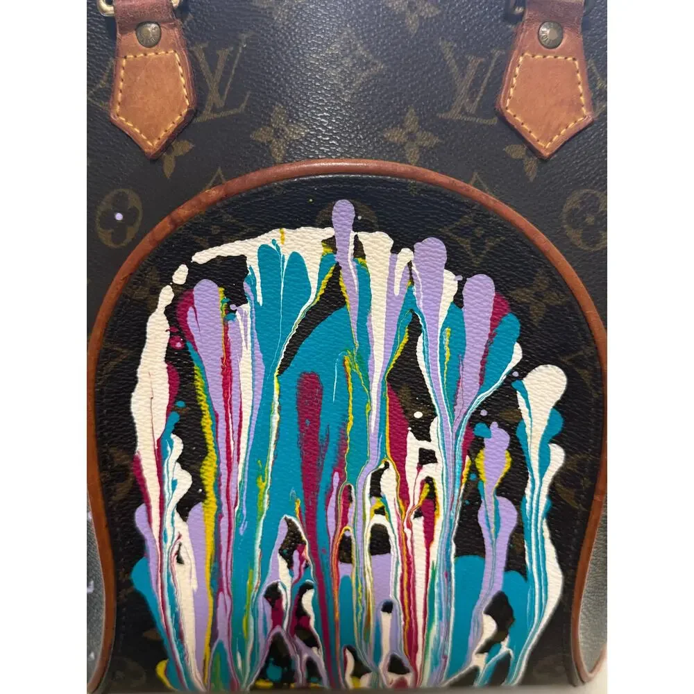 Louis Vuitton Ellipse MM Monogram Custom Hand-Painted Art Bag Vintage 1998